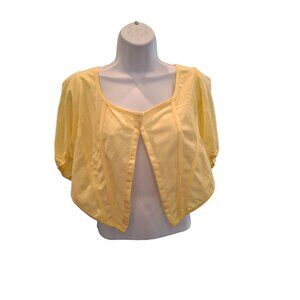NWT Boohoo Womens Open Front Cardigan 18 Plus Yellow Puff Sleeve Cropped Y2K